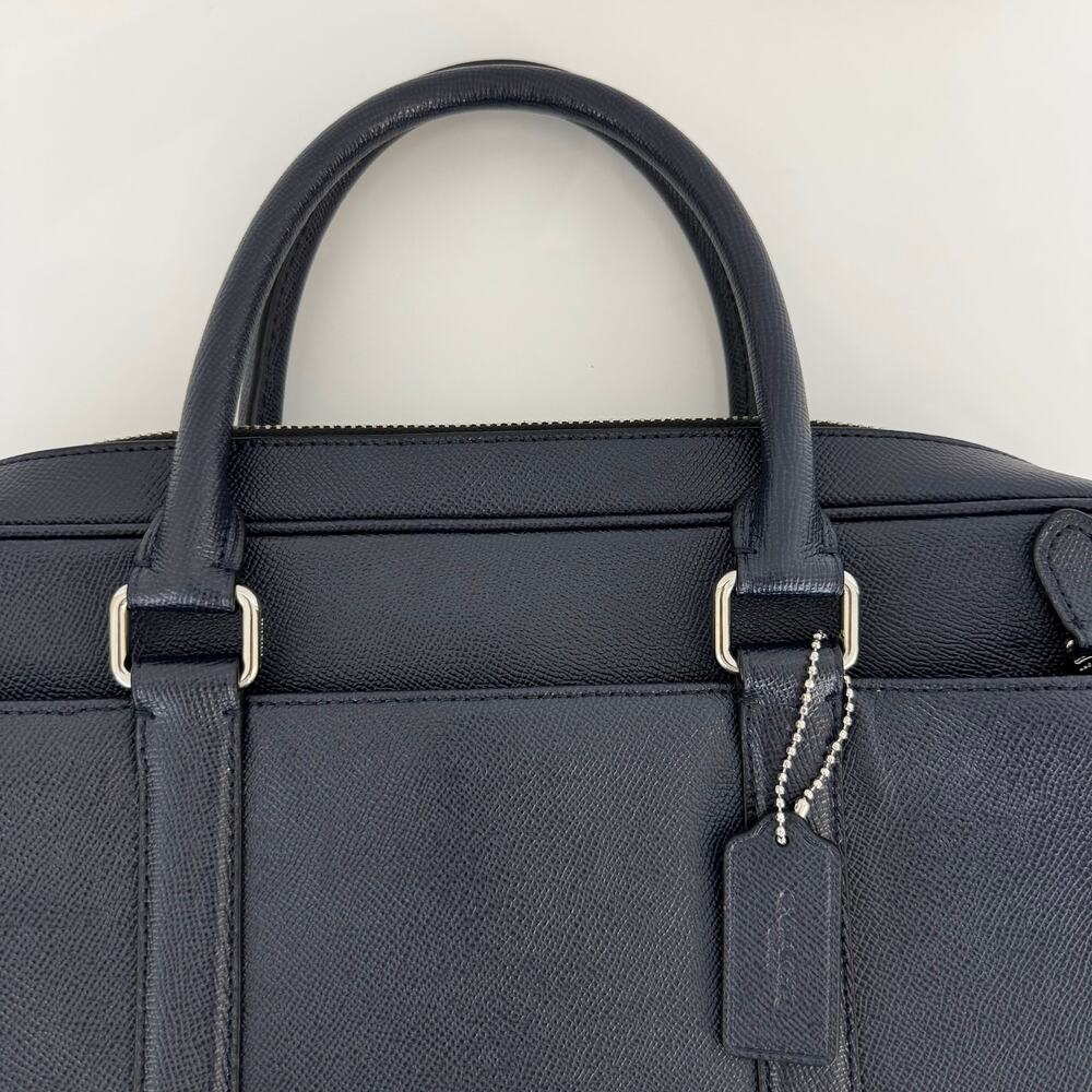 Coach Perry Slim Structured Briefcase Laptop Bag Blue Crossgrain Leather F59057 - Picture 7 of 16